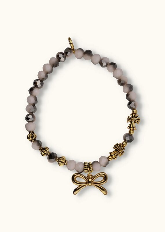 J&J Crystal armband strik white/grey