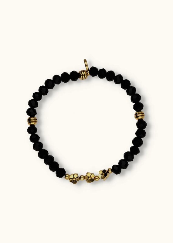 J&J Crystal armband triple flowerblack