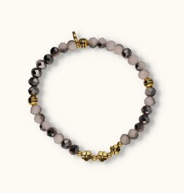 J&J Crystal armband triple flower white/grey