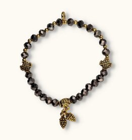 J&J Crystal armband acorn grey