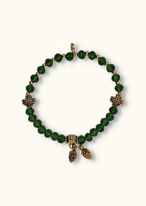 J&J Crystal armband acorn green