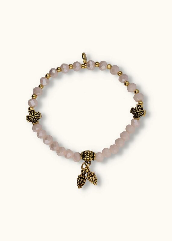 J&J Crystal armband acorn off white