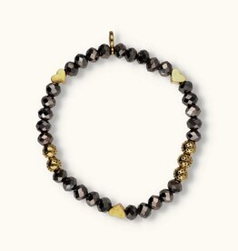 J&J Crystal armband hearts grey