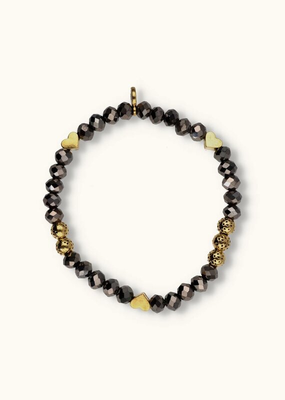 J&J Crystal armband hearts grey