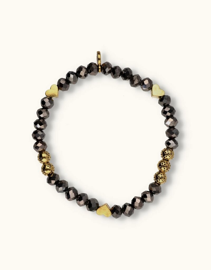 J&J Crystal armband hearts grey