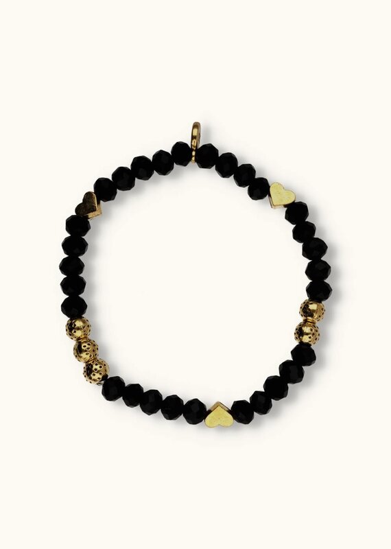 J&J Crystal armband hearts black