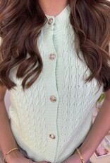 Fildore Gold button vestje groen