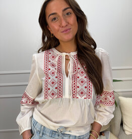 lulu l/s embroidery shirt cloud red
