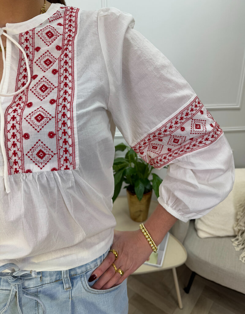 lulu l/s embroidery shirt cloud red