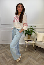 lulu l/s embroidery shirt cloud red
