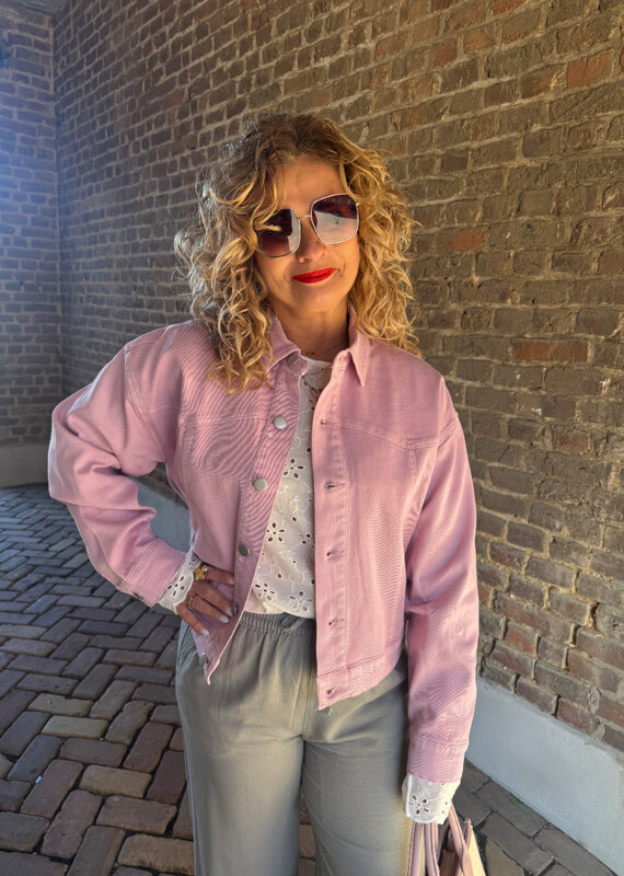 pieces Fenny denim jacket dawn pink