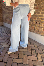 pieces Midi hw wide leg light blue denim