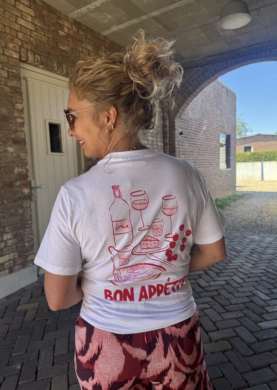 pieces Talia ss printed t-shirt bon appetit