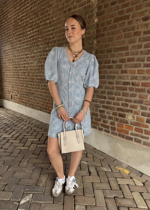 pieces Feline ss denim dress  light blue