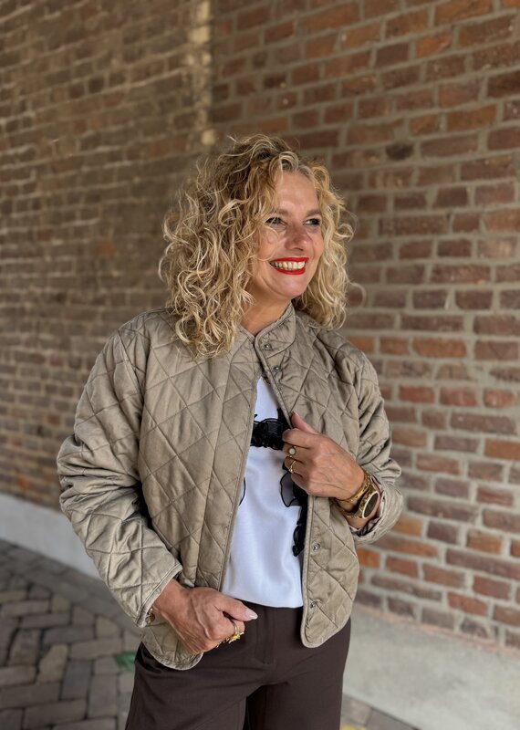 pieces Jiona quilted jacket greige
