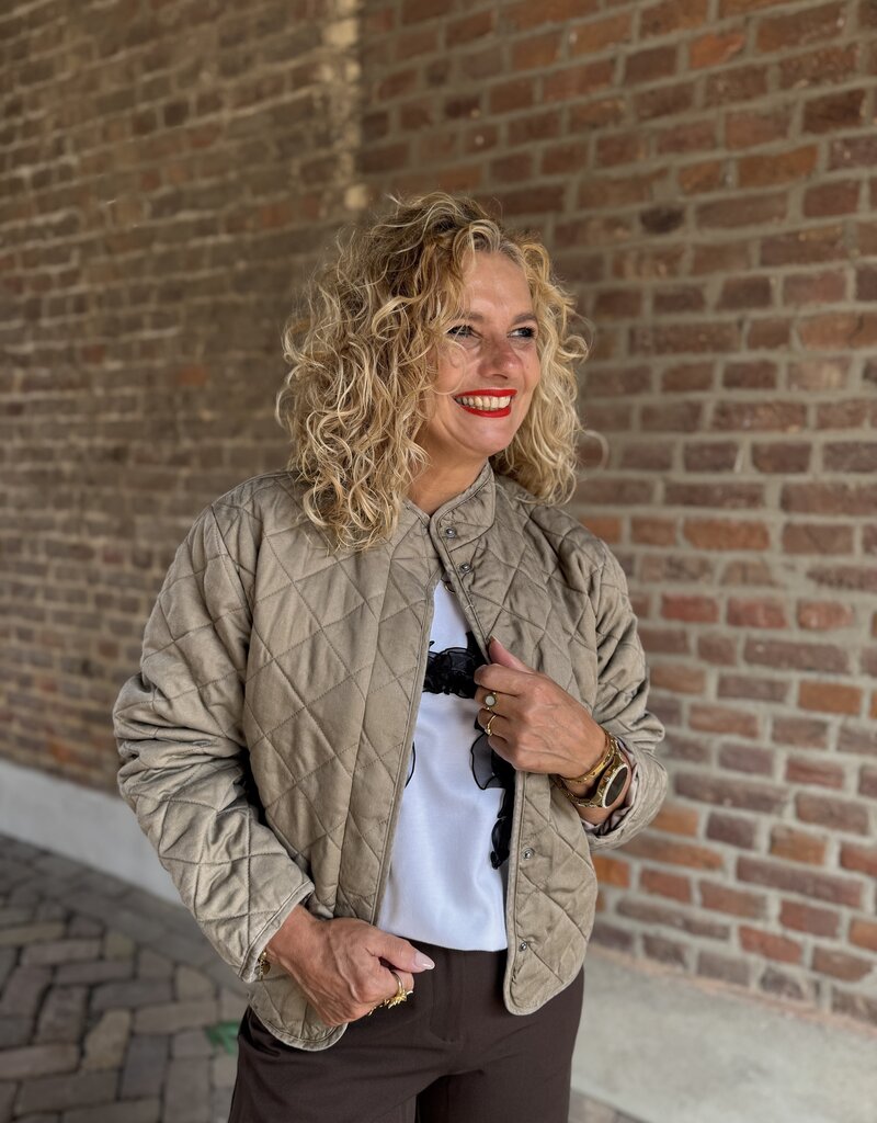 pieces Jiona quilted jacket greige