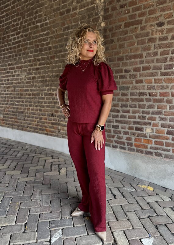 pieces Jamal hw wide pants biking red