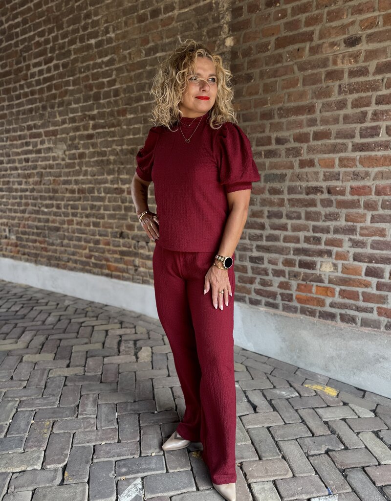 pieces Jamal hw wide pants biking red