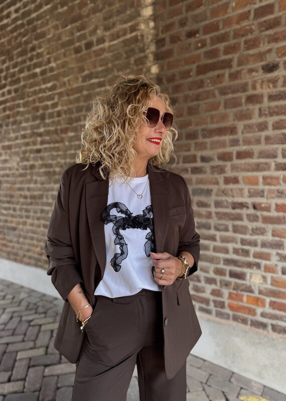 pieces Kamil l.s loose blazer hot fudge
