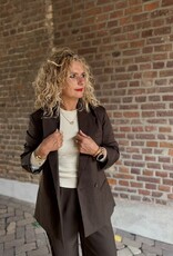 pieces Falka pinstriped blazer brown