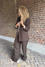 pieces Falka pinstriped blazer brown