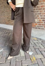 pieces Falka pinstriped tie pants brown