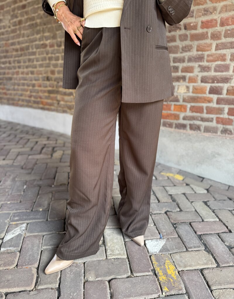 pieces Falka pinstriped tie pants brown