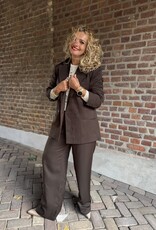 pieces Falka pinstriped tie pants brown