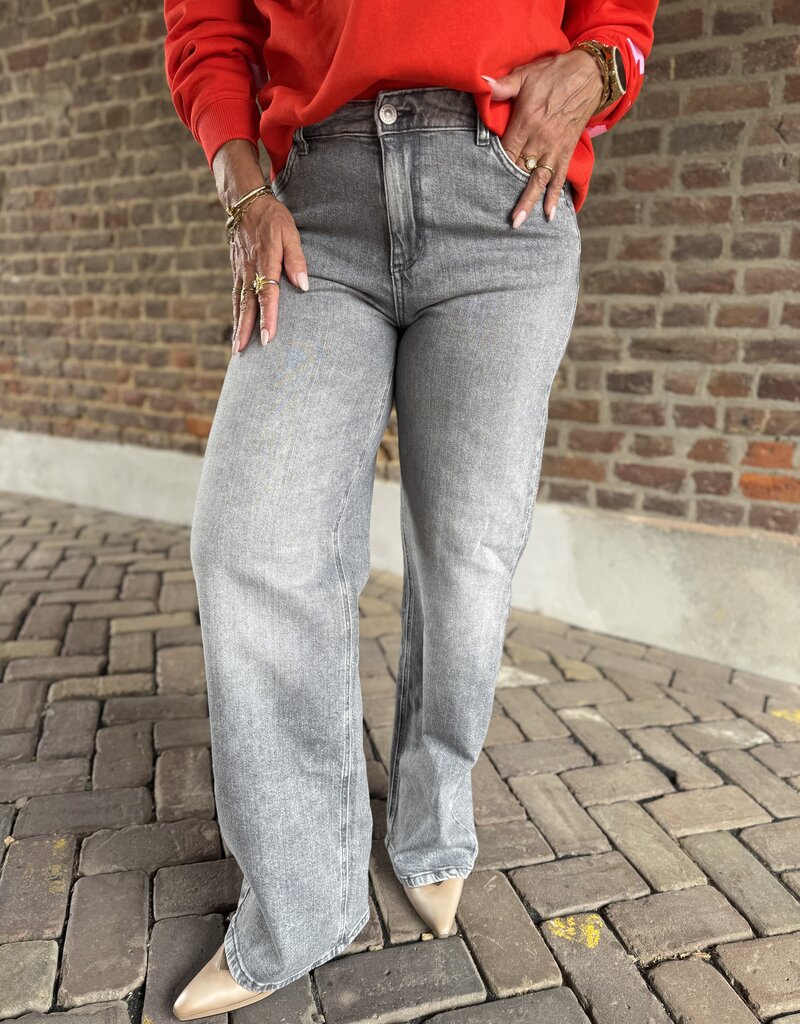 pieces Silke mw wide jeans grey denim