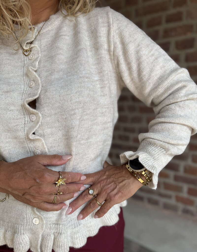 Letty l/s frill cardigan`melange