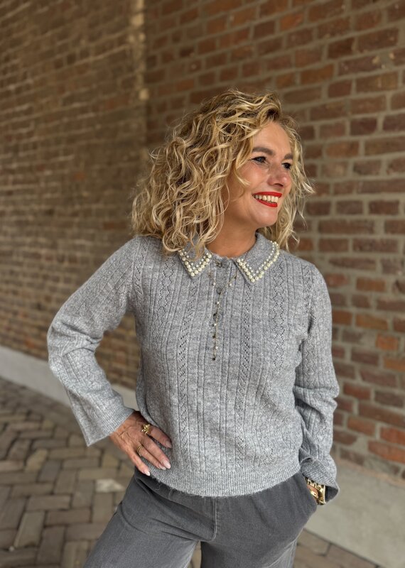 April life l/s pearl pull grey melange