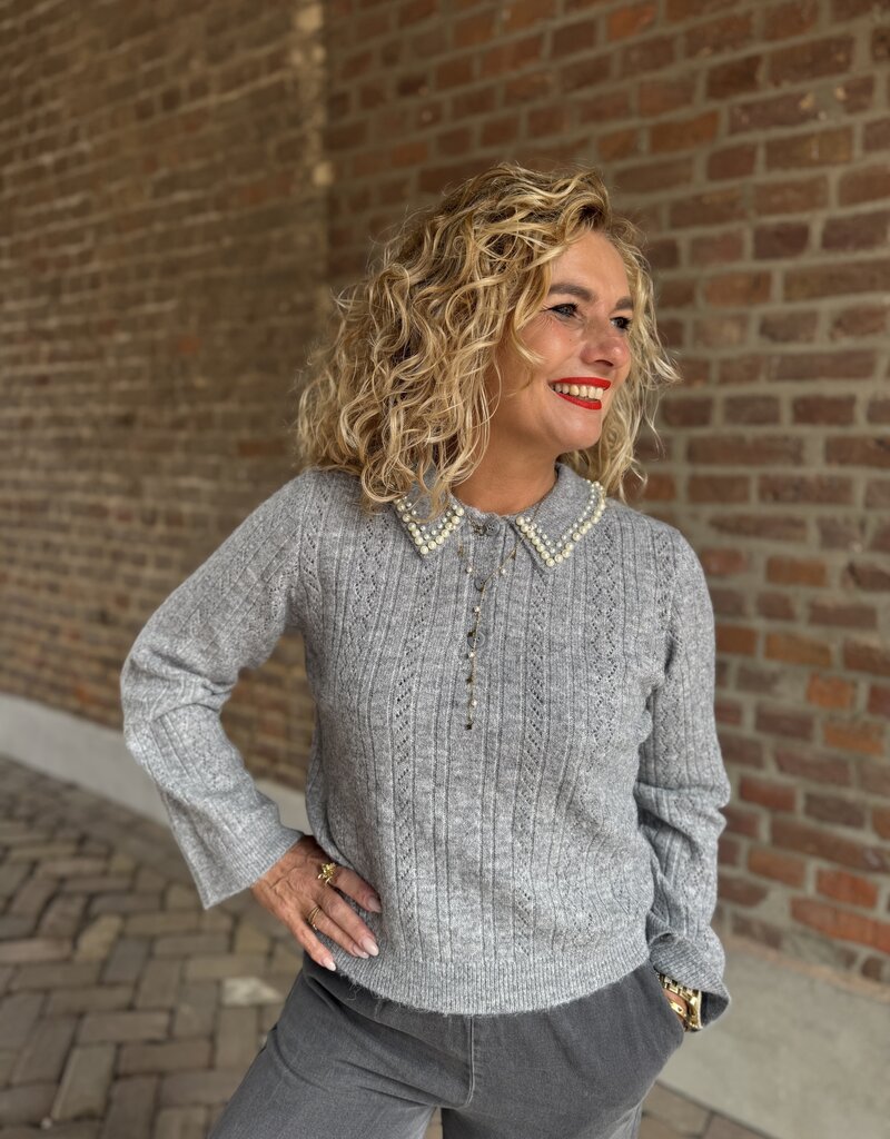 April life l/s pearl pull grey melange