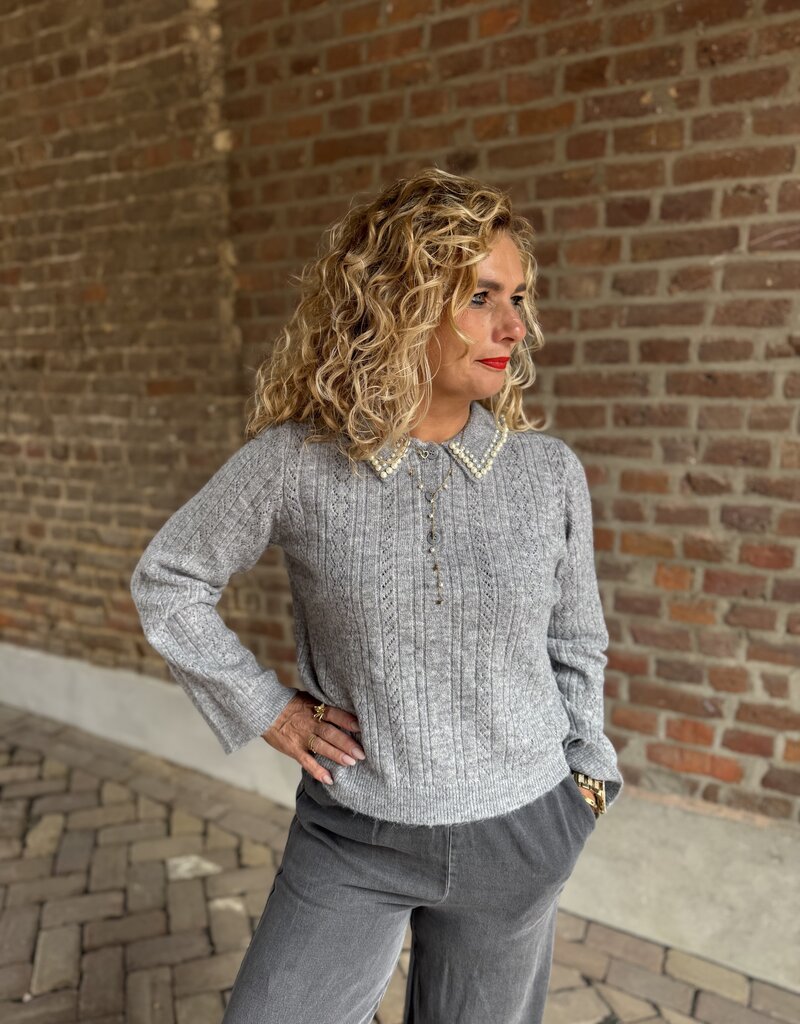 April life l/s pearl pull grey melange