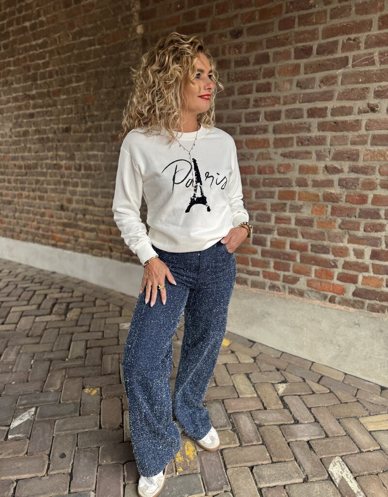 Paris l/s sweat emb  cloud dancer