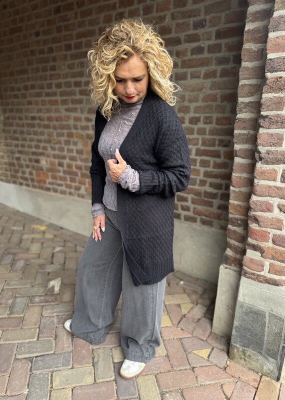 Bigum l/s open cardigan black.