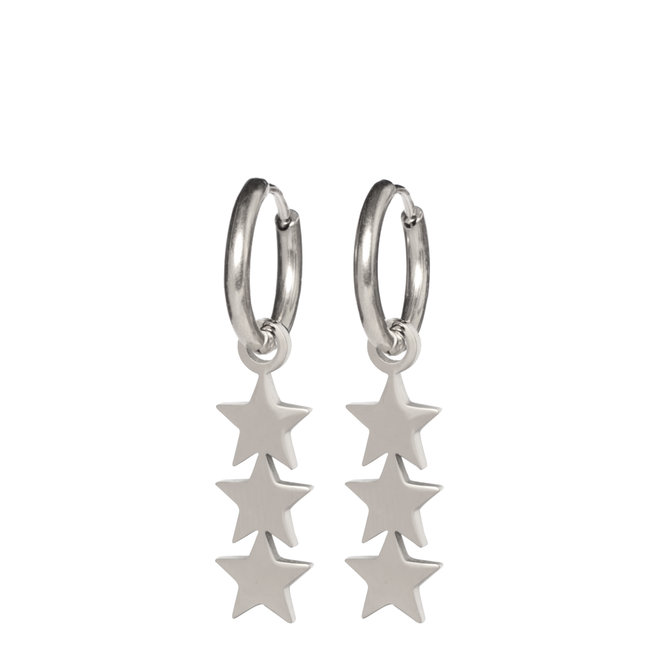 Oorringen (twisted) 3 stars zilver