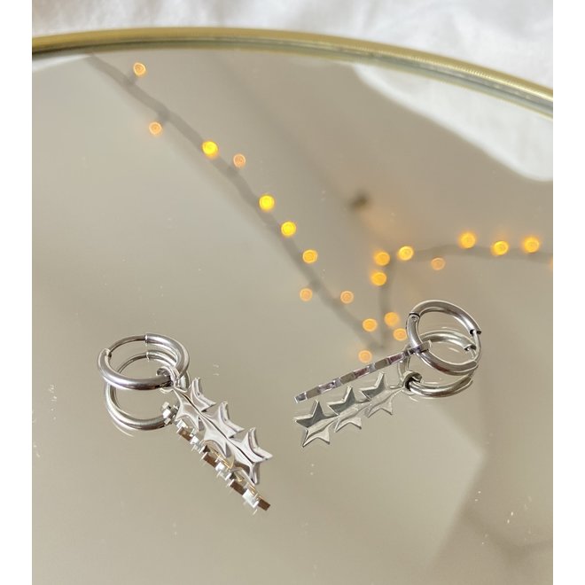 Oorringen (twisted) 3 stars zilver