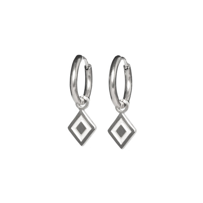 Oorringen (twisted) ruby zilver