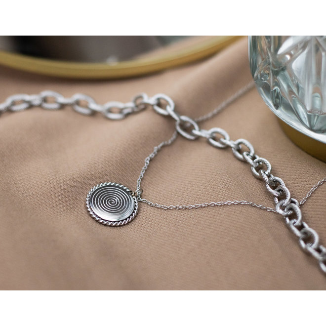 Ketting round twisted lang zilver