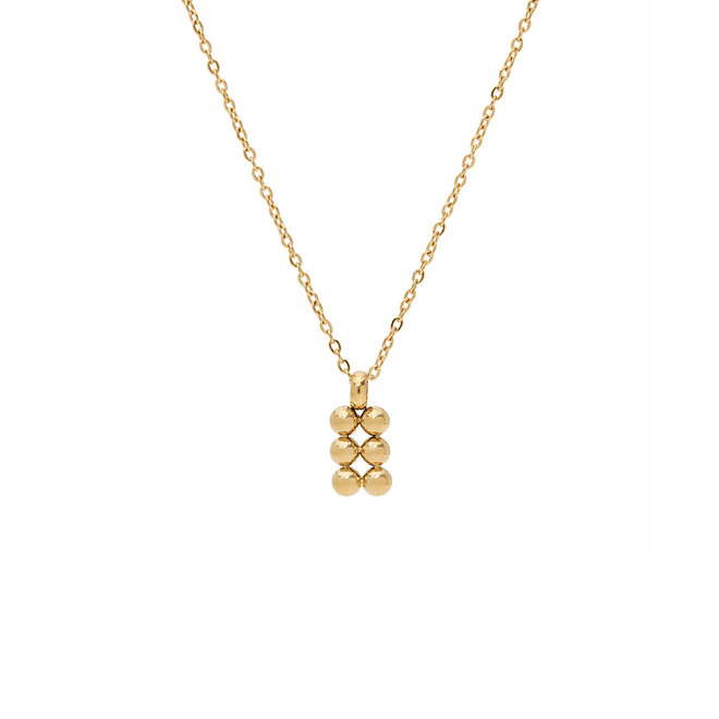 Ketting rechthoek 3d bolletjes goud