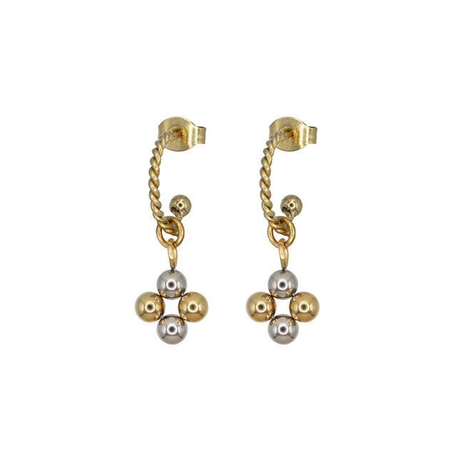 Oorringen (twisted) dots duotone goud