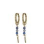 Oorringen square chain blauwe aventurijn goud