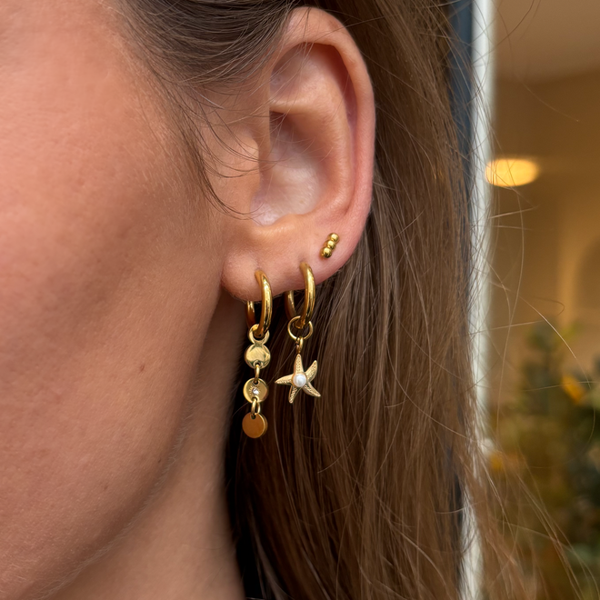 Oorringen (twisted) diamond 3 coins goud