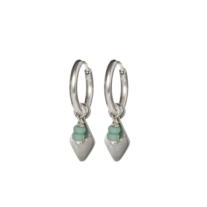 Oorringen (twisted) Ruby miyuki groen zilver