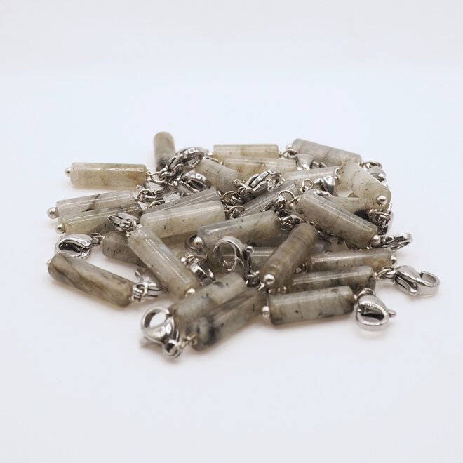 Charm tube labradoriet zilver