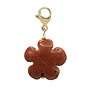 Charm flower rode jaspis goud