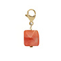 Charm facet vierkant cherry kwarts goud