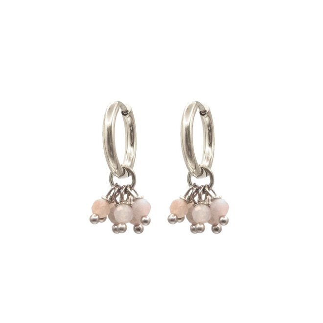 Oorringen (twisted) 7x roze tourmalijn zilver