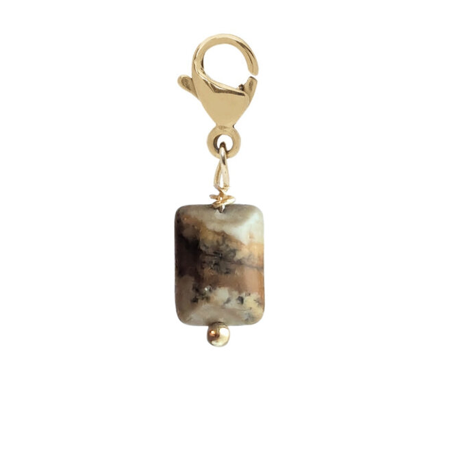 Charm rechthoek landschaps jaspis goud
