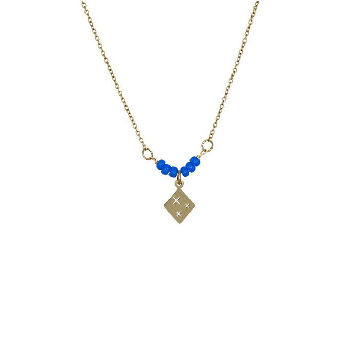 Ketting isabelle miyuki blauw goud
